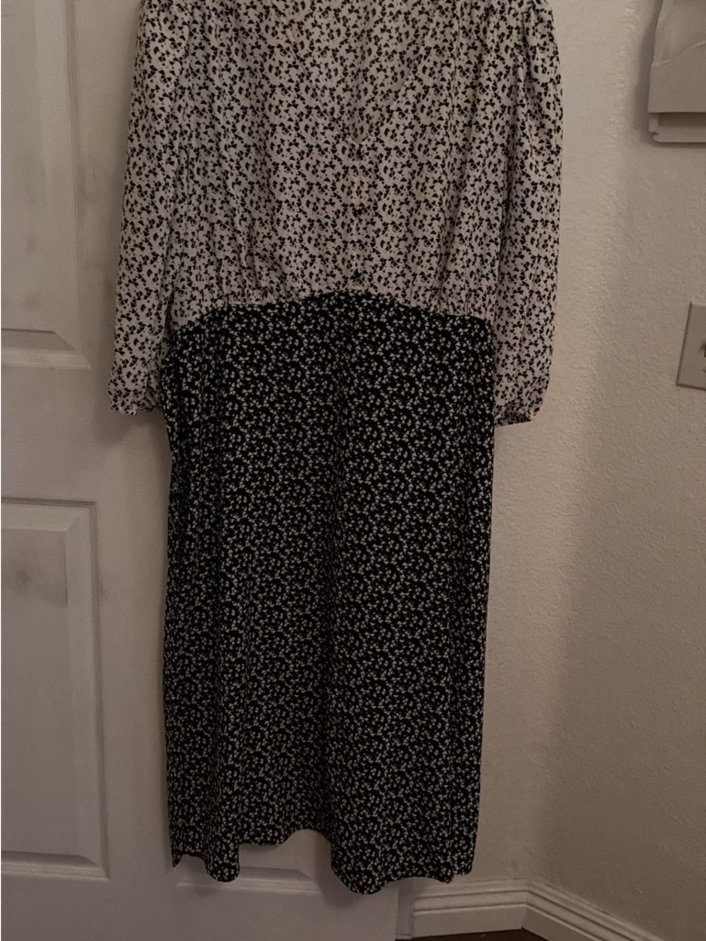 LC Lauren Conrad Black & White Two-Tone Floral Midi Dress